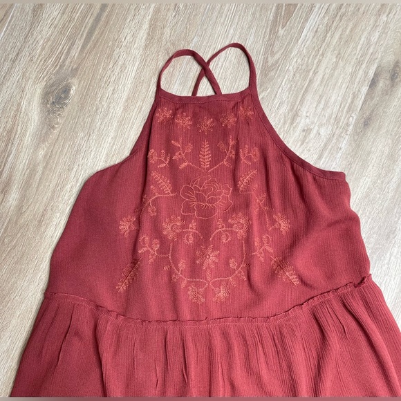 Mossimo  Supply co. Cross Back Sleeveless High Neck Boho Dress W/ Flower Design - Picture 2 of 8